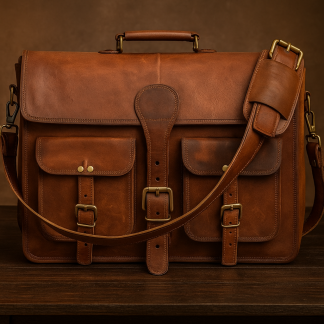 Leather Messenger Bag for Men | 18 Inch Laptop Crossbody | Vintage Handmade Leather Shoulder Satchel Bag for Men