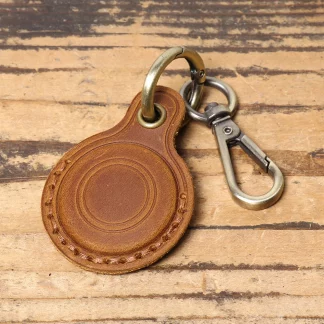 Leather Protective Case For Apple Air Tag Cowhide Access Card Holder Crazy Buffalo Leather Pet Anti-Loss Tracking Device Case