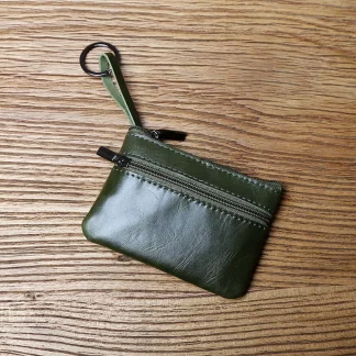 Leather Mini Coin Purse Unisex Simple Portable First Layer Cowhide Retro Handmade Zipper Small Wallet Key Case