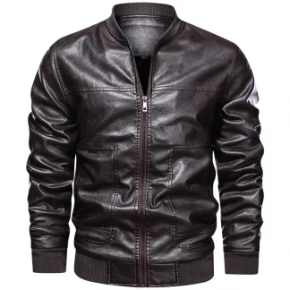 High Quality Leather Jacket Fashion Casual Style Men Clothing Wind-Resistant Hot Gift For Father Husband Solid Color Comfortable